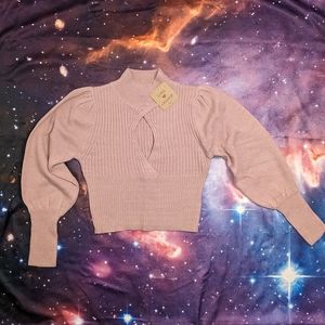 🩷 Mauve Pink Love Change Italy Peek a Boo Cropped Sweater Size Medium NWT
